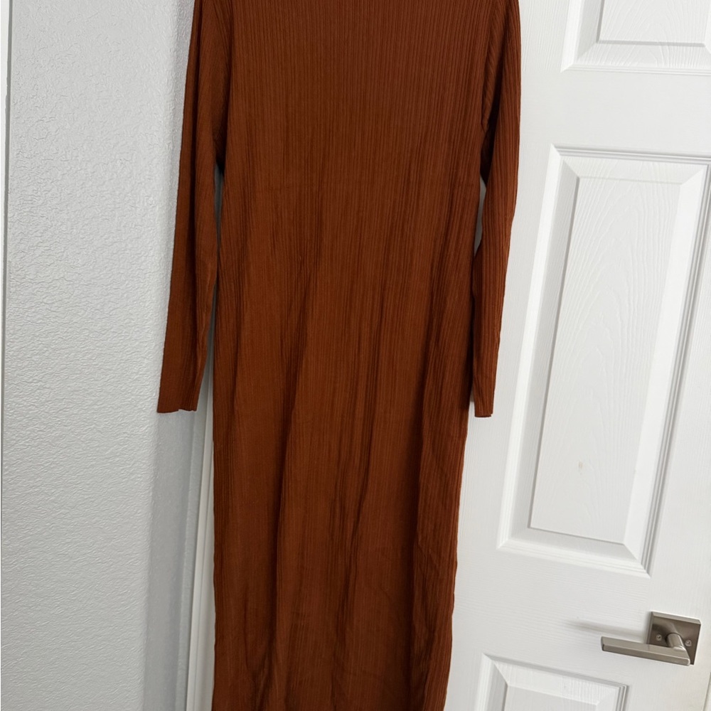 Elegant Brown Knit Dress Angel Maternity Knit MIDI Dress XL Nursing - Picture 4 of 5